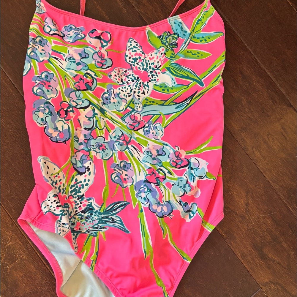 Lilly Pulitzer bright pink Floral Pink one piece Swimwear